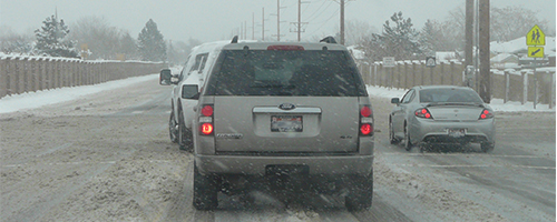 Car on snowy road