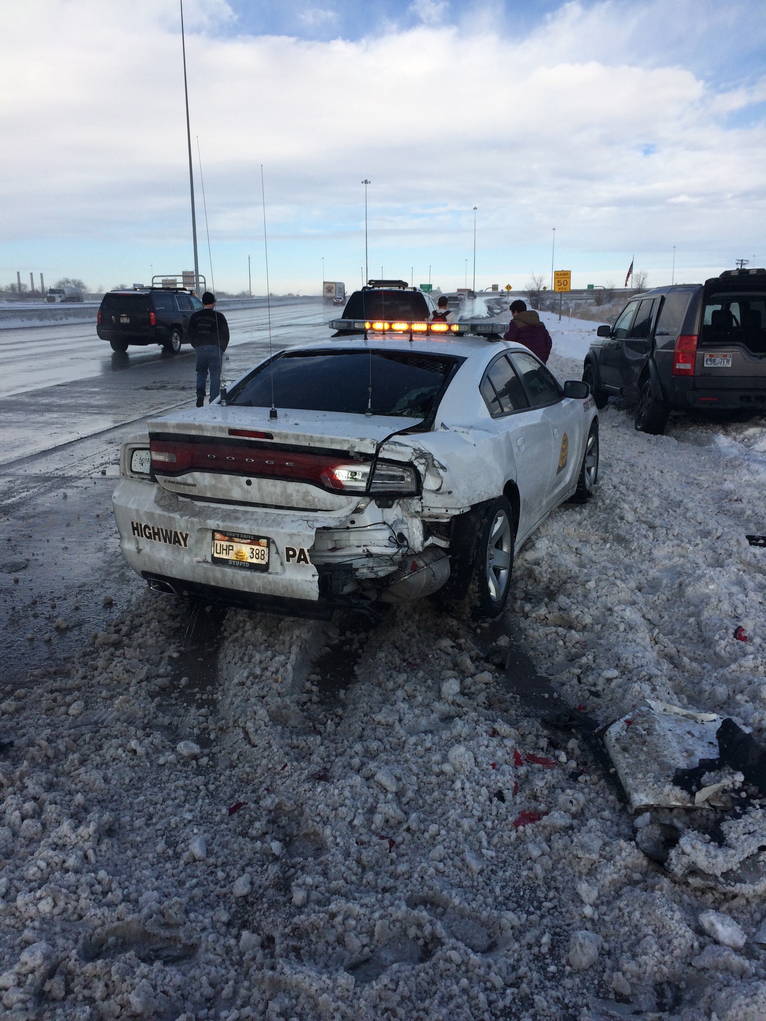 UHP Patrol Car struck in snow